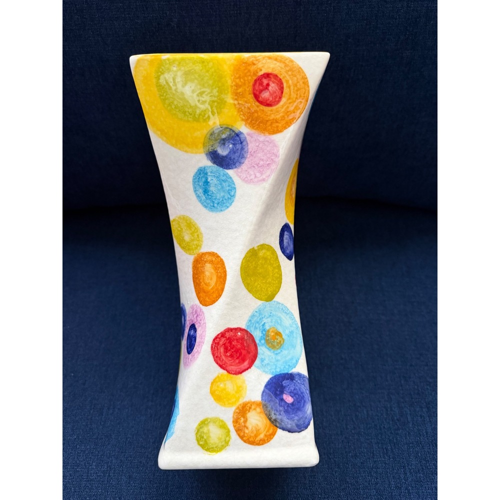 Modigliani Italy POP Circles Ceramic Vase Hand Painted Hourglass 10" Italia